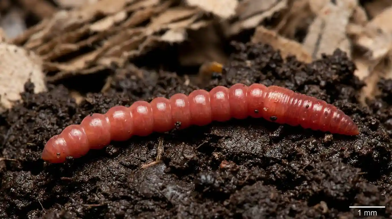 A composting worm showing symptoms of String of Pearls syndrome or protein poisoning.