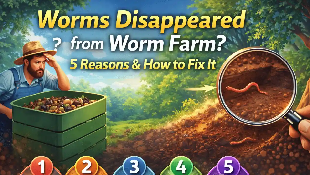 Troubleshooting an empty worm farm where worms have disappeared or are hiding.