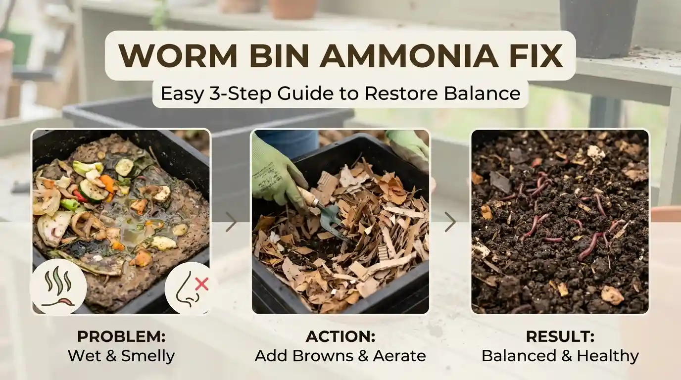 Worm Bin Smells Like Ammonia, Fix it.